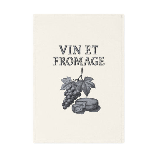French Vineyard Cotton Tea Towel, Kitchen Decor, Wine Lover Gift, Gourmet Cheese Towel, Home Entertaining