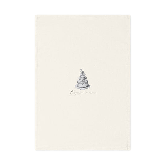 Elegant Cake Design Cotton Tea Towel, Kitchen Decor, Gift for Bakers, Wedding Kitchen Towel, Bridal Shower Gift