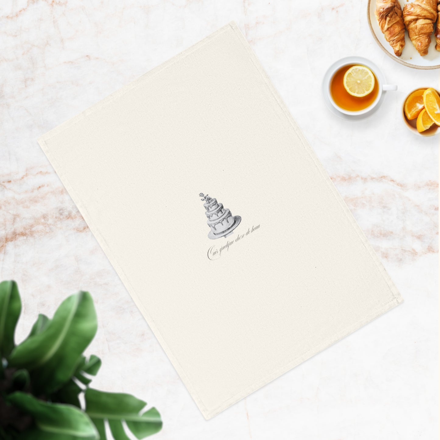 Elegant Cake Design Cotton Tea Towel, Kitchen Decor, Gift for Bakers, Wedding Kitchen Towel, Bridal Shower Gift