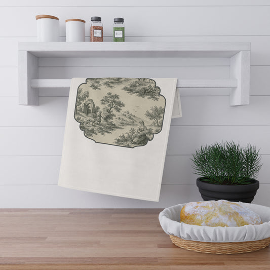 Elegant Cotton Tea Towel with Scenic Design