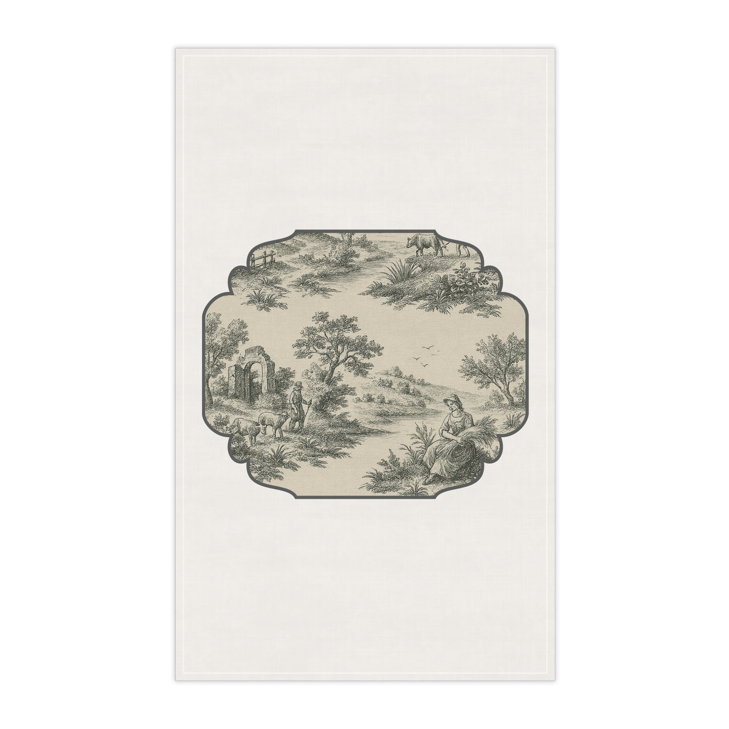 Elegant Cotton Tea Towel with Scenic Design
