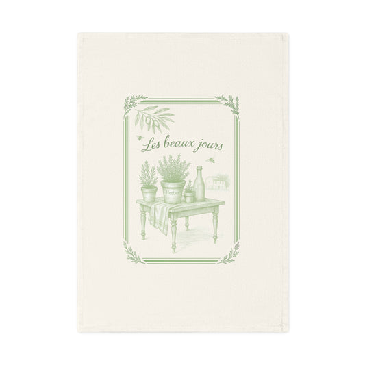 Herb Garden Cotton Tea Towel, Rustic Kitchen Decor, Gift for Gardeners, Housewarming, Farmhouse Kitchen